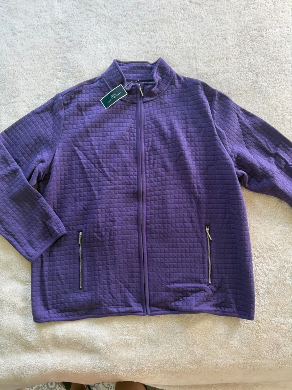NWT Karen Scott Plus Size Quilted Fleece Jacket in Cassis sz 3X - Picture 2 of 7